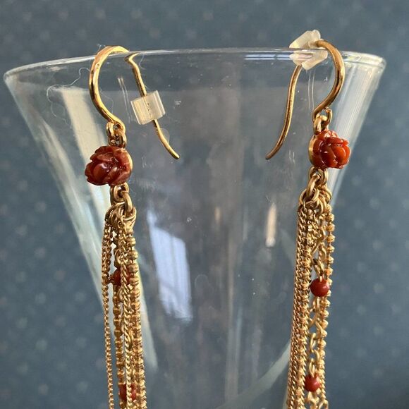PILGRIM by Skanderborg Denmark Gold and Red Vintage Earrings - Picture 3 of 5
